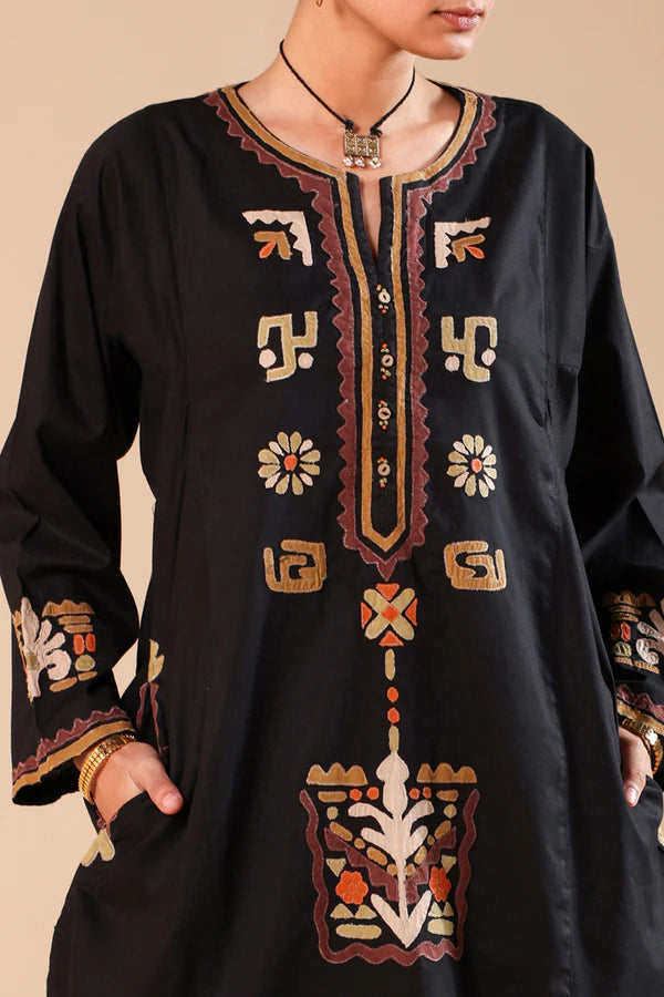 African Collage Appliqued Kurta